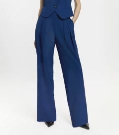 Polished Stretch Wool Blend Pleated Wide Leg Pants at Karen Millen